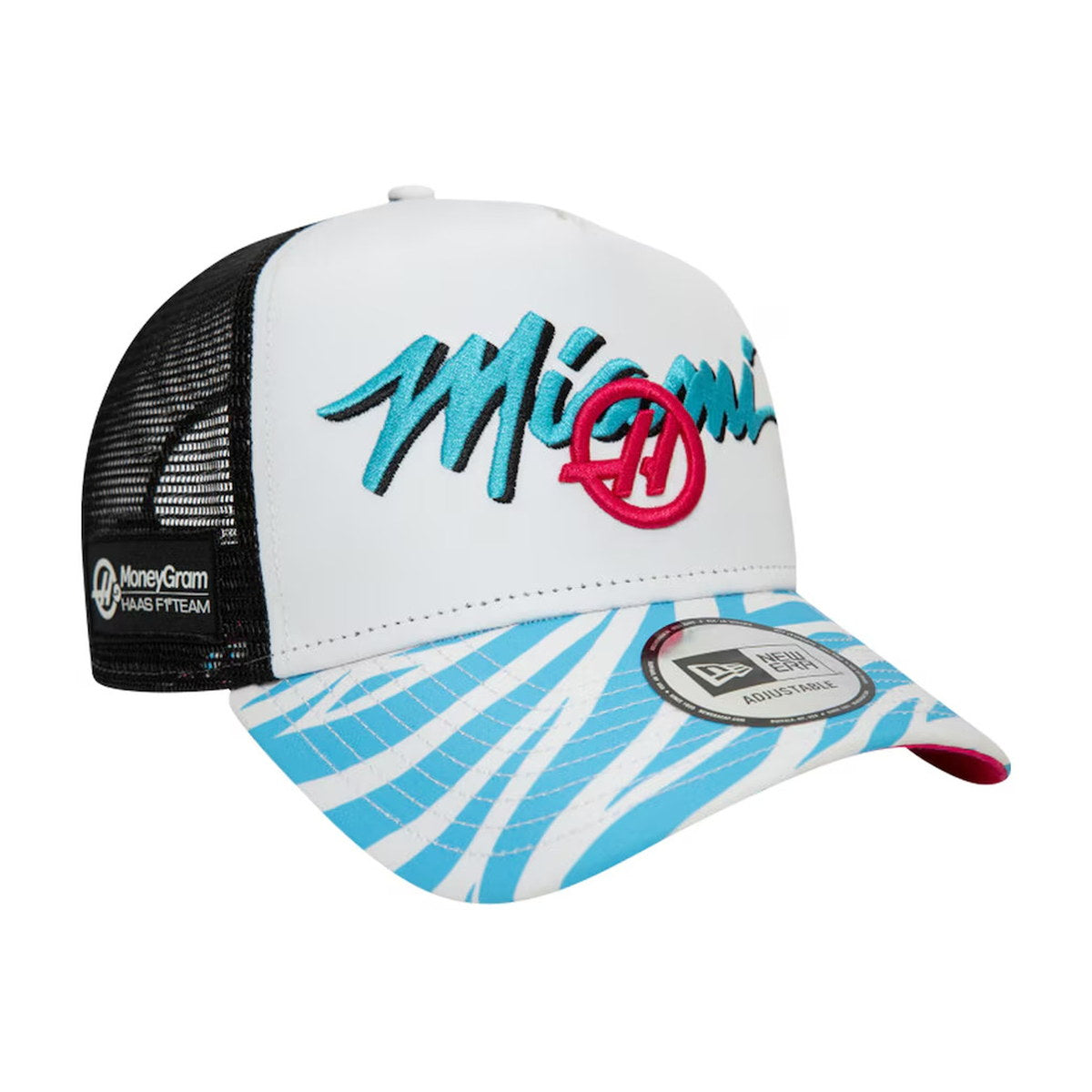 Haas F1 Team New Era Miami Trucker 9FORTY Adjustable Hat - White
