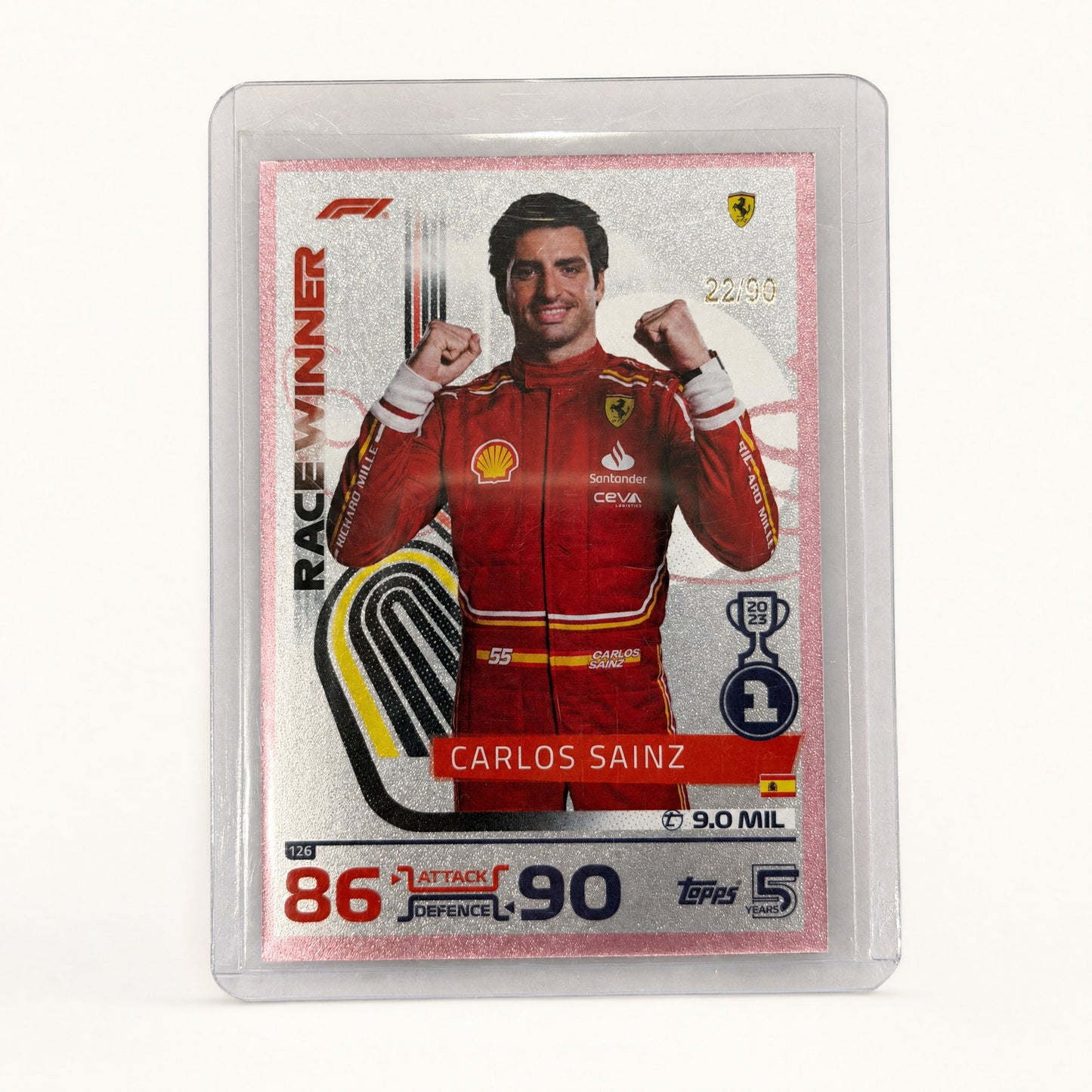 Topps Turbo Attax · Race Winner · Carlos Sainz · serial 22/90