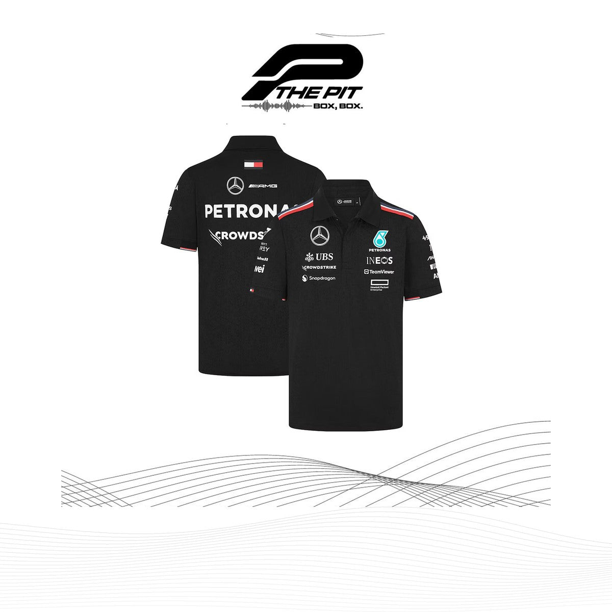 Mercedes-AMG Petronas F1 Team Mercedes 2024 Team Replica Polo - Black