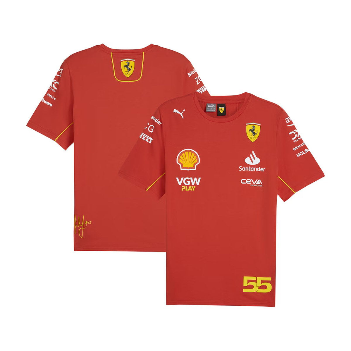 Carlos Sainz Scuderia Ferrari Puma 2024 Replica Team T-Shirt- Red