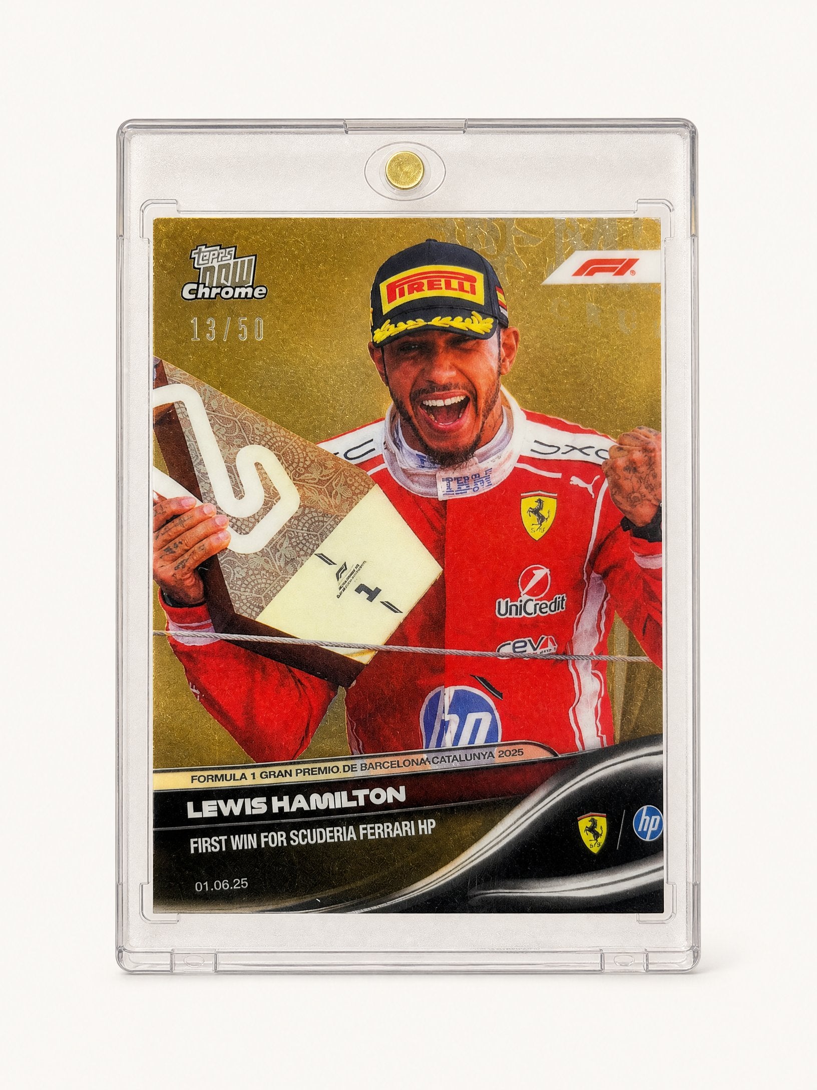 Topps Now · Lewis Hamilton first win for Ferrari · serial 13/50