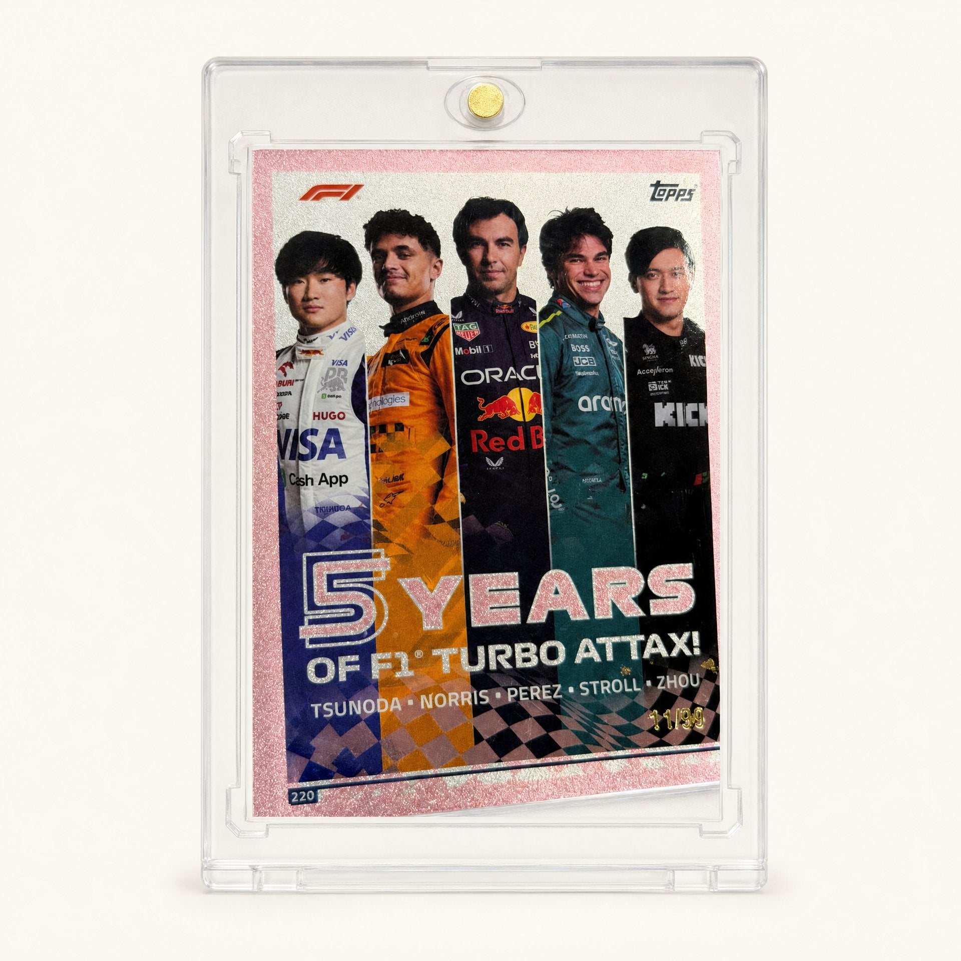 Turbo Attax · 5 Years of F1 Turbo Attax · Tsunoda, Norris, Pérez, Stroll, Zhou · serial 11/90