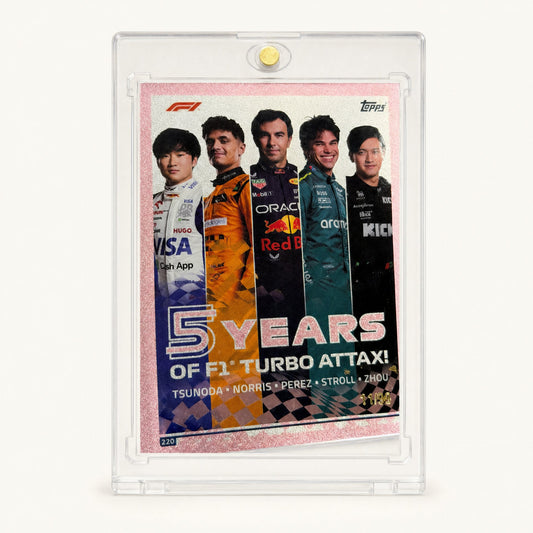 Turbo Attax · 5 Years of F1 Turbo Attax · Tsunoda, Norris, Pérez, Stroll, Zhou · serial 11/90