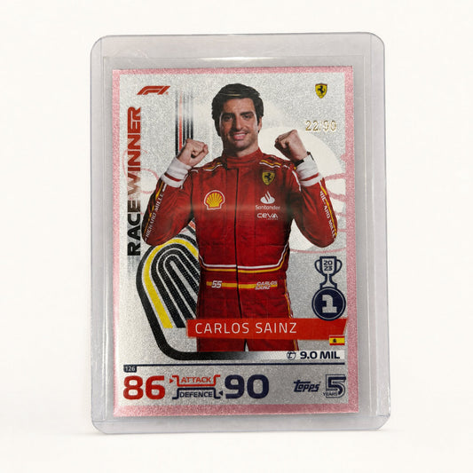 Topps Turbo Attax · Race Winner · Carlos Sainz · serial 22/90