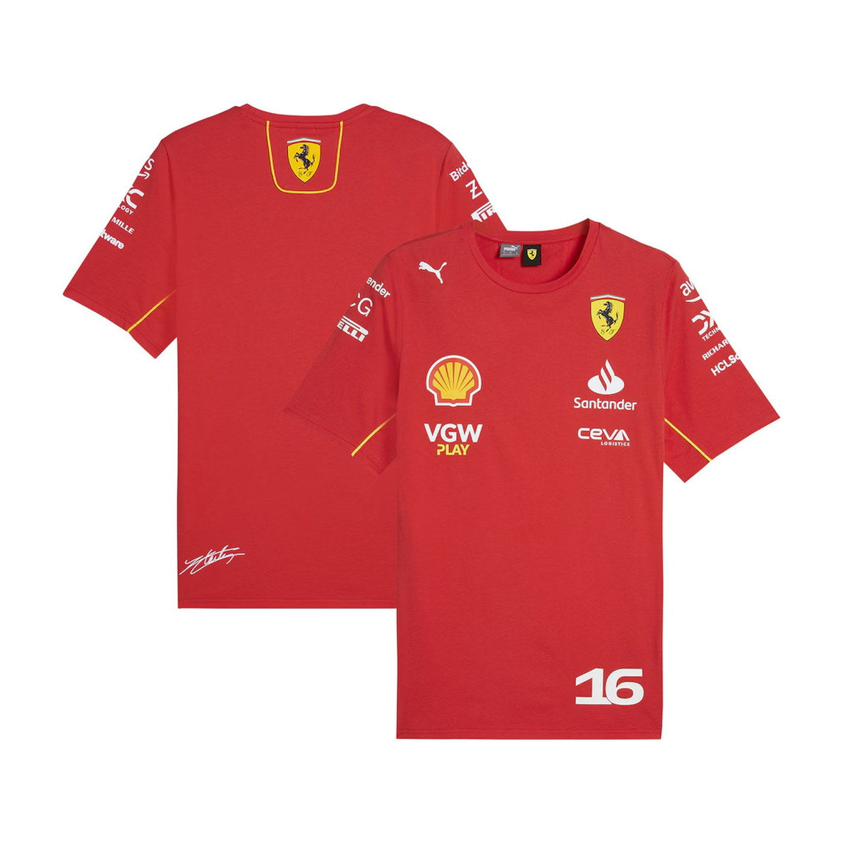 Leclerc Scuderia Ferrari Puma 2024 Replica Team T-Shirt - Red